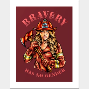 Firefighter Woman Posters and Art